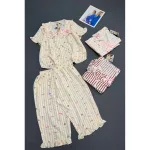 Đồ Bộ Nữ Áo Cổ Sen Tay Ngắn Quần Lửng Họa Tiết Gấu Đáng Yêu Vải Cotton Hàn Mịn Mát Size 45-62kg