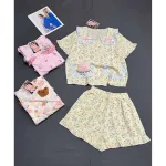 Đồ Bộ Nữ Áo Cổ Sen Tay Ngắn Quần Đùi Họa Tiết Đáng Yêu Vải Cotton Hàn Mịn Mát Size 45-62kg