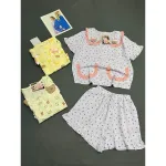 Đồ Bộ Nữ Áo Cổ Sen Tay Ngắn Quần Đùi Họa Tiết Đáng Yêu Vải Cotton Hàn Mịn Mát Size 45-62kg