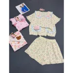 Đồ Bộ Nữ Áo Cổ Sen Tay Ngắn Quần Đùi Họa Tiết Đáng Yêu Vải Cotton Hàn Mịn Mát Size 45-62kg