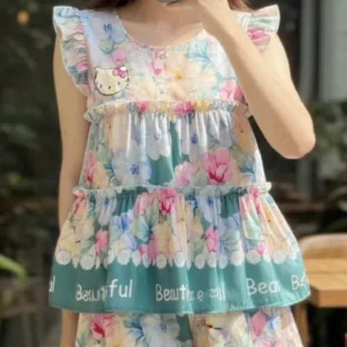 Đồ bộ nữ áo tay cánh tiên quần đùi chấm bi HT-95239
