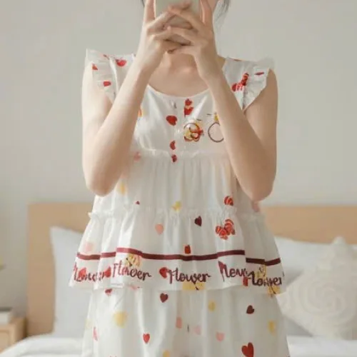 Đồ bộ nữ áo tay cánh tiên quần đùi chấm bi HT-95239