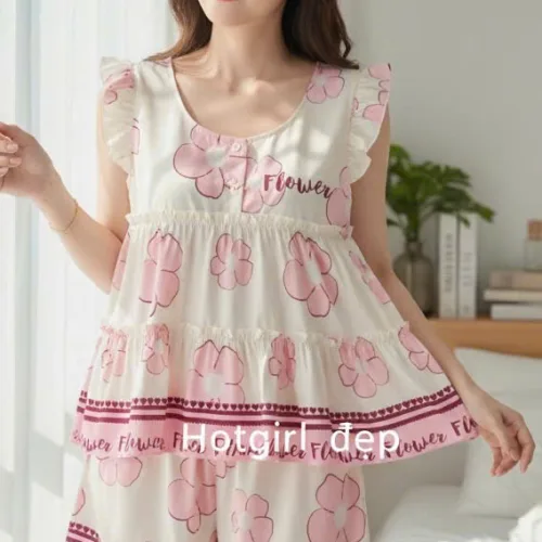 Đồ bộ nữ áo tay cánh tiên quần đùi chấm bi HT-95239