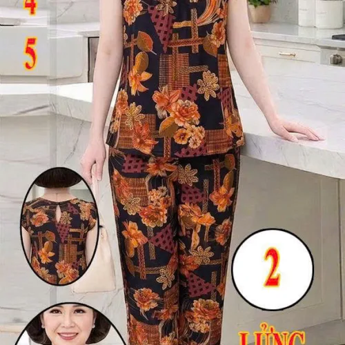 Đồ bộ nữ áo tay cánh tiên quần lửng tole nhung Thành Đạt ms2 - 2345