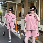 Đồ bộ nữ cổ bẻ quần đùi tay ngắn thun da cá