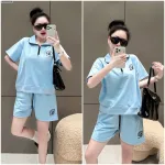 Đồ bộ nữ cổ bẻ quần đùi tay ngắn thun da cá