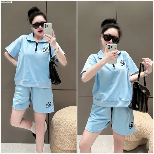 Đồ bộ nữ cổ bẻ quần đùi tay ngắn thun da cá