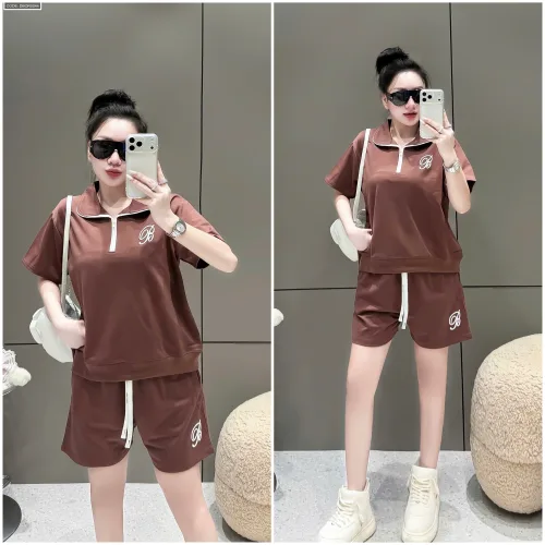 Đồ bộ nữ cổ bẻ quần đùi tay ngắn thun da cá