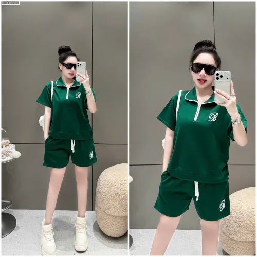 Đồ bộ nữ cổ bẻ quần đùi tay ngắn thun da cá