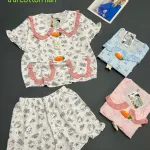 Đồ bộ nữ cổ sen quần đùi vải cotton hàn không giãn QV-95026