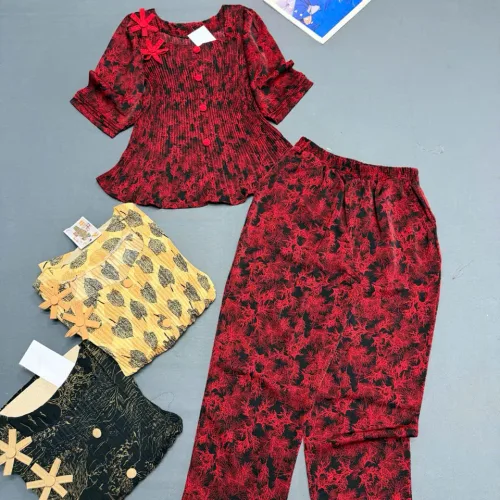 Đồ bộ nữ dập ly tay ngắn quần dài KU 12426