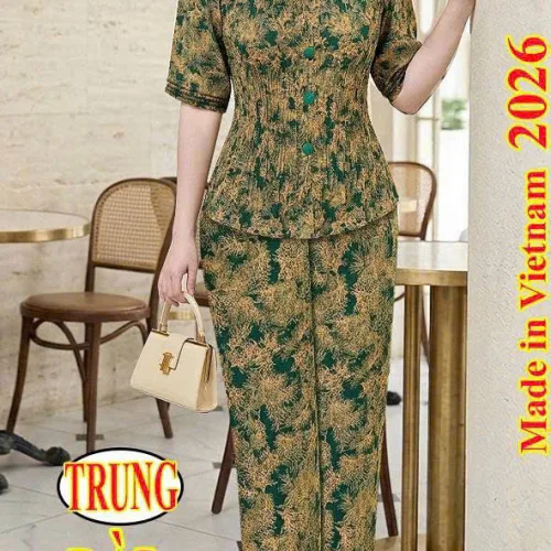 Đồ bộ nữ dập ly tay ngắn quần dài KU 12426