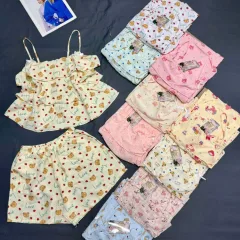 Đồ bộ nữ đùi 2 dây chất cotton hàn HT-75242