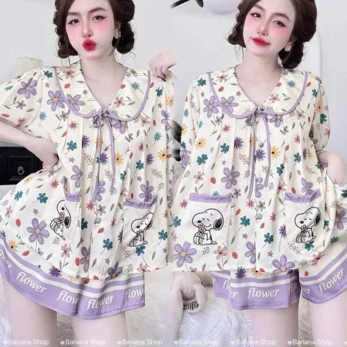 Đồ bộ nữ mặt nhà cổ sen chất latin in 5D 25-71 phúc tâm G110S1234