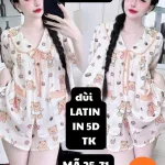 Đồ bộ nữ mặt nhà cổ sen chất latin in 5D 25-71 phúc tâm G110S1234