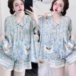 Đồ bộ nữ mặt nhà cổ sen chất latin in 5D 25-71 phúc tâm G110S1234