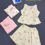 Đồ bộ nữ mặt nhà cotton hàn áo sát nách quần đùi HT-75235