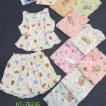 Đồ bộ nữ mặt nhà cotton hàn áo sát nách quần đùi HT-75235