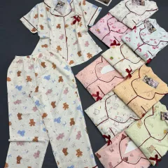 Đồ bộ nữ pijama tay ngắn quần dài HT-05241 chất cotton hàn