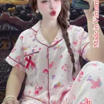 Đồ bộ nữ pijama tay ngắn quần dài HT-05241 chất cotton hàn