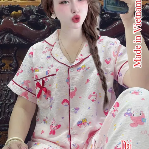 Đồ bộ nữ pijama tay ngắn quần dài HT-05241 chất cotton hàn