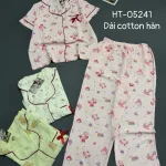 Đồ bộ nữ pijama tay ngắn quần dài HT-05241 chất cotton hàn