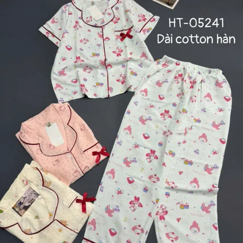Đồ bộ nữ pijama tay ngắn quần dài HT-05241 chất cotton hàn