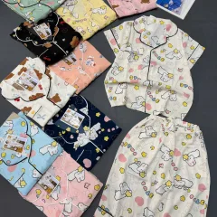 Đồ bộ nữ pijama tay ngắn quần Lửng mango viền MT-9579