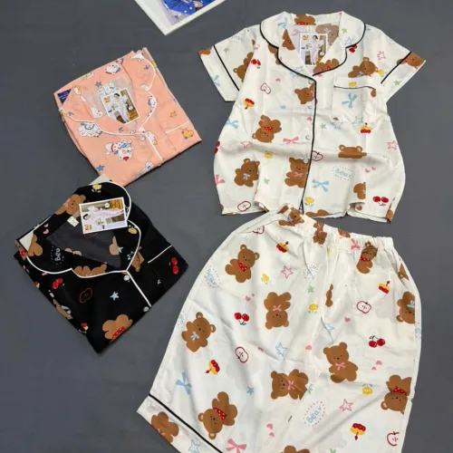 Đồ bộ nữ pijama tay ngắn quần Lửng mango viền MT-9579