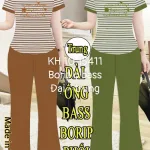 Đồ bộ nữ quần Dài ống bass borip phối tăm nhí KH-1015411