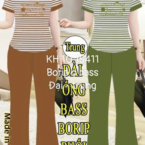 Đồ bộ nữ quần Dài ống bass borip phối tăm nhí KH-1015411