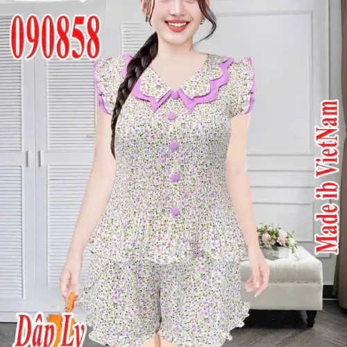 Đồ bô nữ quần đùi dập li HV-90858
