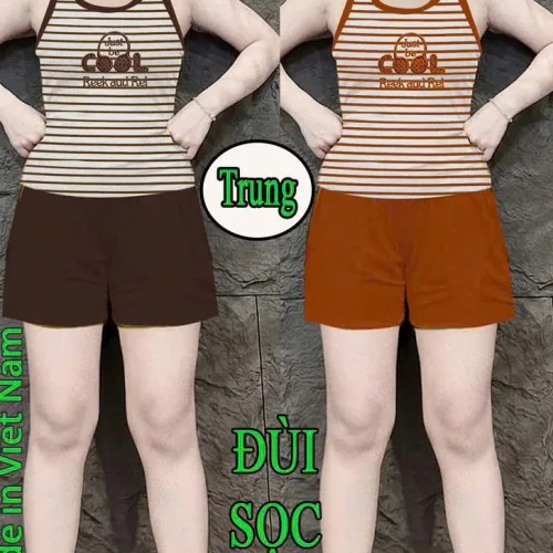 Đồ bộ nữ quần đùi sọc tăm nhí áo sát nách Xs-909589