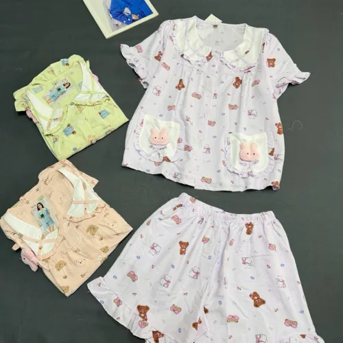 Đồ bộ nữ quần đùi tay ngắn đũi cotton hàn HT95219