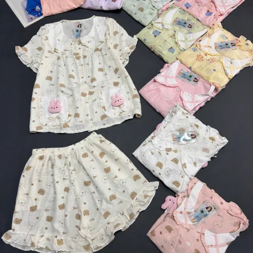 Đồ bộ nữ quần đùi tay ngắn đũi cotton hàn HT95219