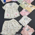 Đồ bộ nữ quần đùi tay ngắn đũi cotton hàn HT95219