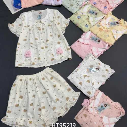 Đồ bộ nữ quần đùi tay ngắn đũi cotton hàn HT95219