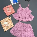 Đồ bộ nữ sát nách 2 dây quần đùi chất mango Dd 95539