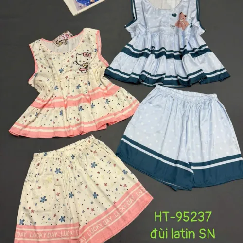 Đồ bộ nữ sát nách quần đùi chất latin HT-95237