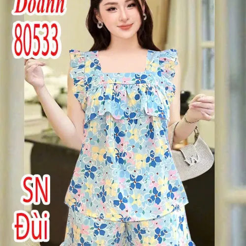 Đồ bộ nữ sát nách quần đùi DD 80533 đùi sn tole