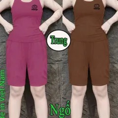 Đồ bộ nữ sát nách quần ngố chất cotton 2 da XS-909589