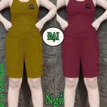 Đồ bộ nữ sát nách quần ngố chất cotton 2 da XS-909589