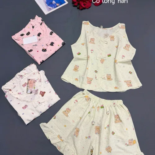 Đồ bộ nữ sát nách tiểu thư quần đùi nơ