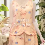 Đồ bộ nữ sát nách tiểu thư quần đùi nơ
