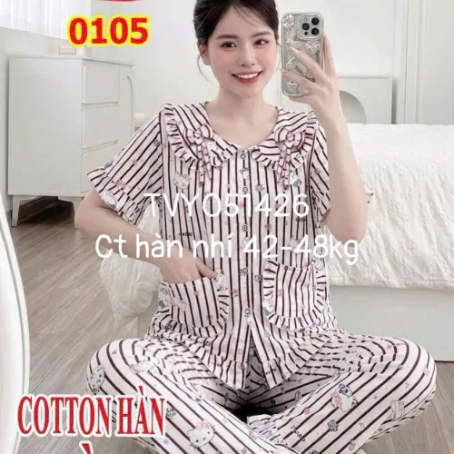 Đồ bộ nữ sát nách tiểu thư quần đùi nơ TVY051426