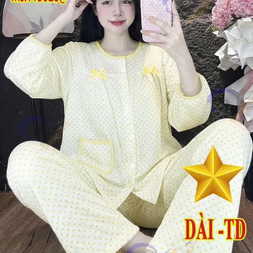 Đồ bộ nữ tay dài quần dài baby doll vải tole QV-15026