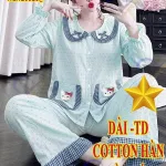 Đồ bộ nữ tay dài quần dài chất cotton hàn ko giãn QV-20026