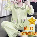 Đồ bộ nữ tay dài quần dài chất cotton hàn ko giãn QV-20026