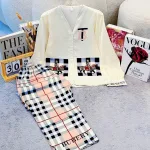 Đồ Bộ Nữ Tay Dài Quần Dài Cổ Chữ Y Tay Phồng 25-118