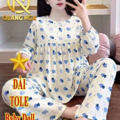 Đồ bộ nữ tay dài quần dài vải tole QN 05172